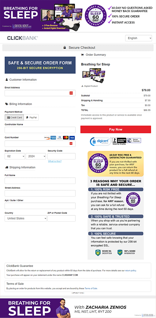 Breathing for Sleep Order Form